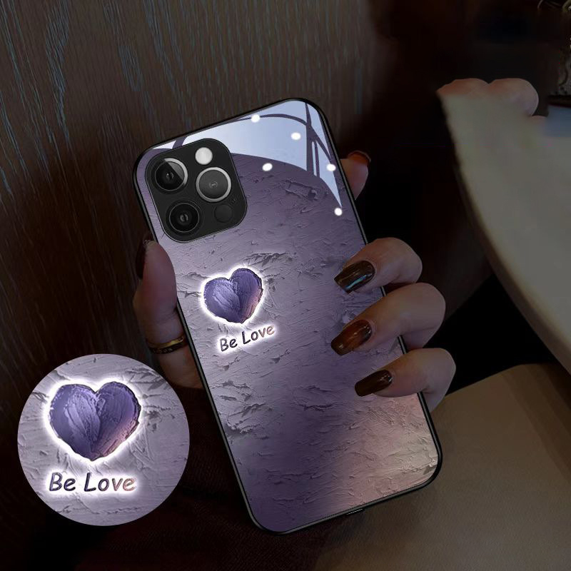 Oil Painting Heart-themed Phone Case with Light-up Feature for Incoming Calls